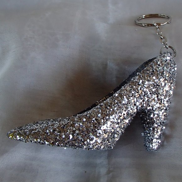 Golden Slipper Shoe Keychain Acrylic Glitter Altered Audi Lee Handcrafted - Picture 16 of 16